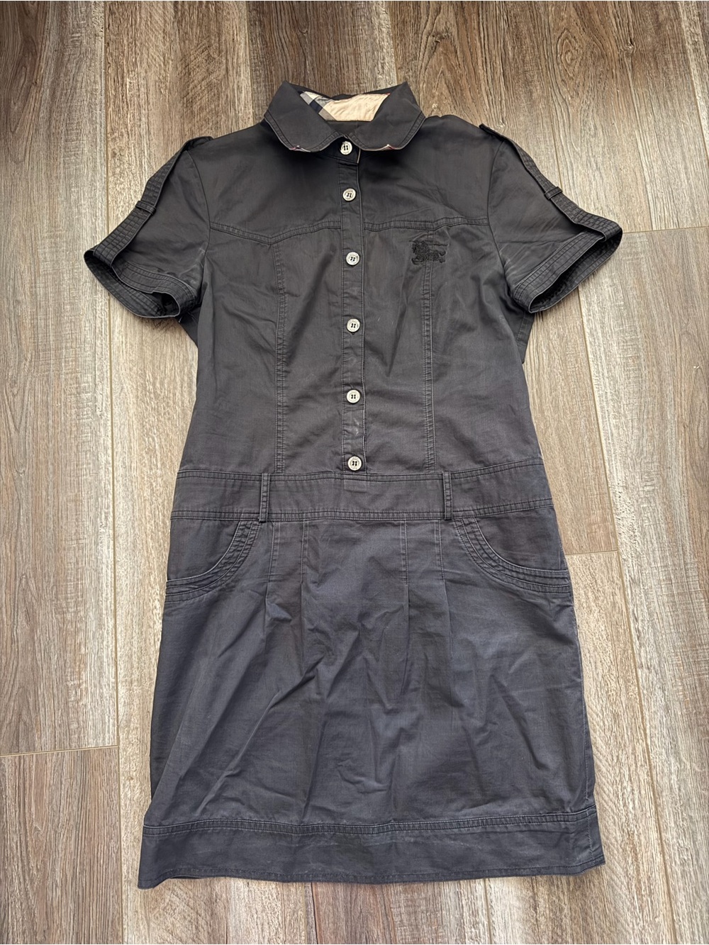 Burberry Black Short-Sleeve Button Front Dress